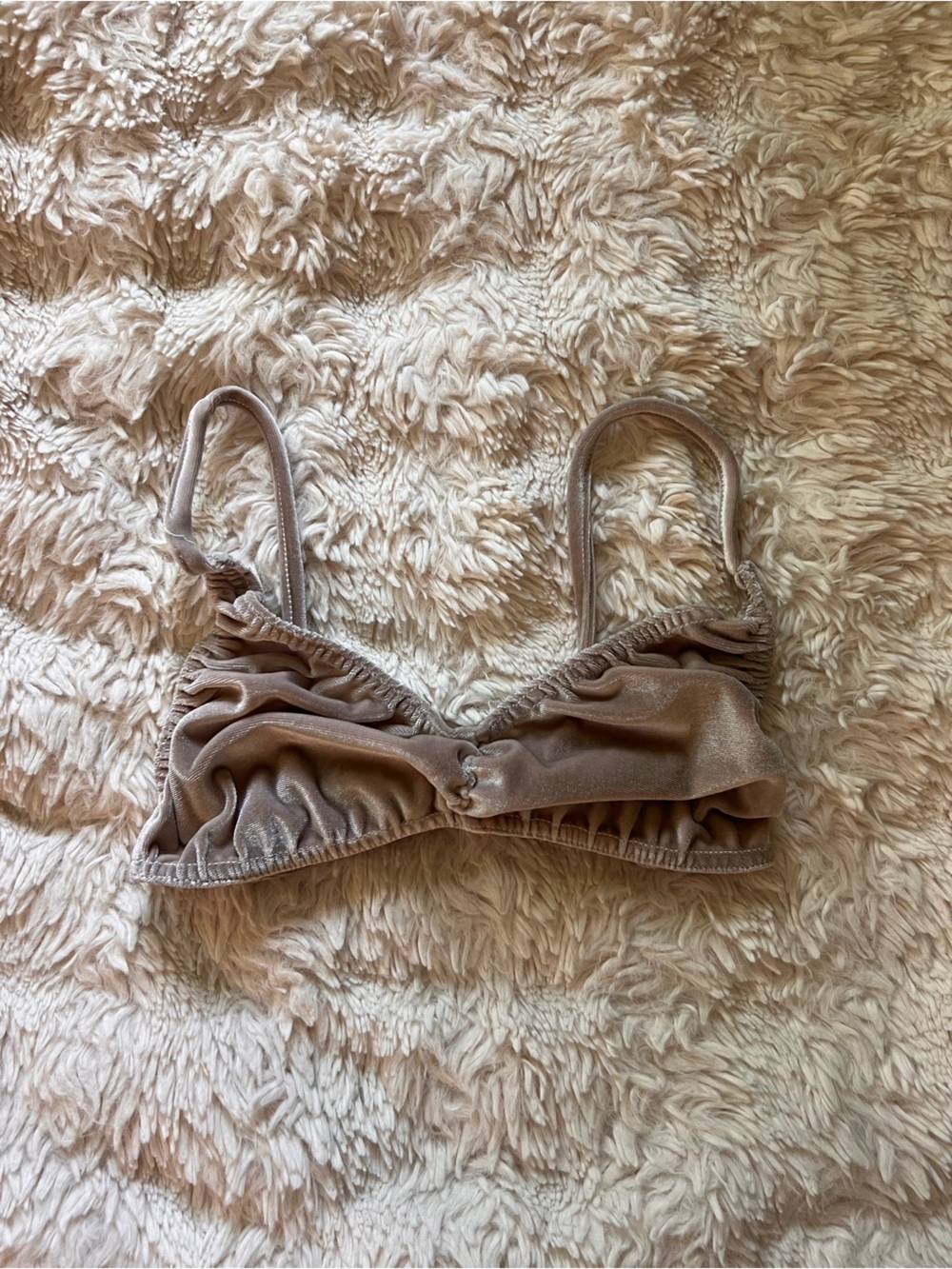 Nasty Gal Velvet Bralette in Taupe